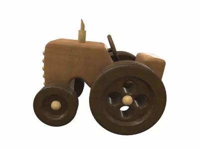 Free wooden tractor toy Free 3D model
