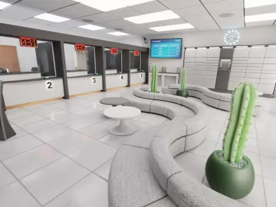 Post Office Interior V1 - Fully Equipped Commercial Environment Low-poly 3D model