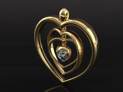 Dancing hearts Pendant 3D print model