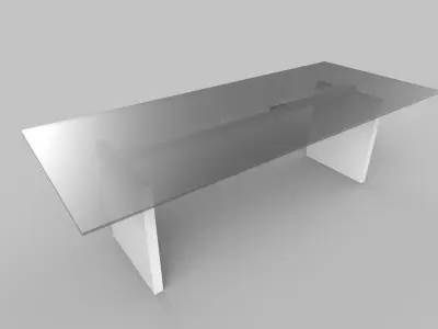 table glass and steel console Low-poly 3D model