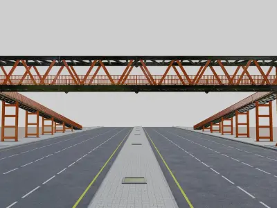 Steel Pedestrian Bridge Type-34 3D model