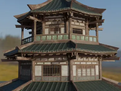 Chinese Temple Low Poly Low-poly 3D model