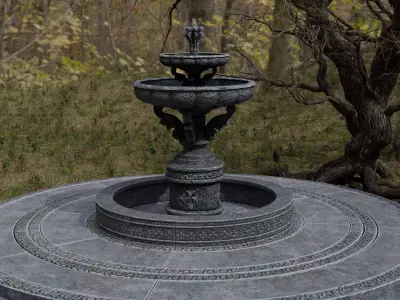 Fountain of Youth Pergola Gazibo Low-poly 3D model