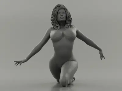 Young Girl Doing Yoga Pose 3D print model