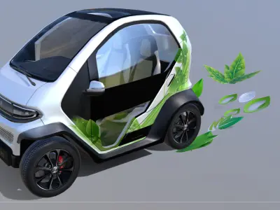 Eli zero emission electric car Low-poly 3D model