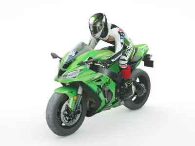 Kawasaki Ninja zx-10rr Low-poly 3D model