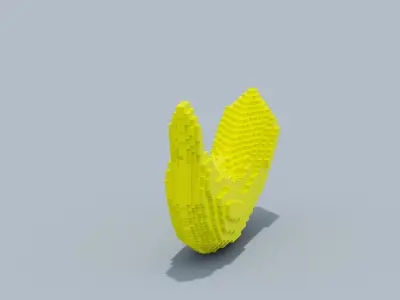 Voxel Banana Low-poly 3D model