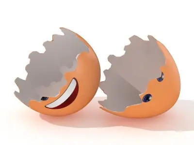 Egg Cracked Emoji N005 Low-poly 3D model