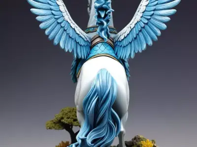 Celestial Pegasus Mythical Winged Horse Sculpture Enchanted  Low-poly 3D model