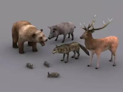 FOREST ANIMALS PACK GAME READY ANIMATED MODELS Low-poly 3D model