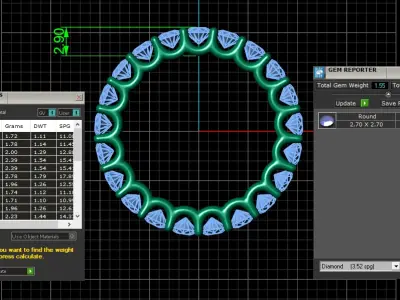 U Shaped Eternity Ring 2 point 7 mm stone size swiss 8 and EU48 3D print model