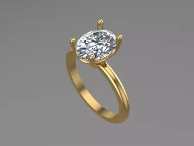 Oval Solitaire Ring Printable model 3dmodel  3D print model