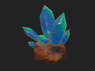 Crystals green Low-poly 3D model