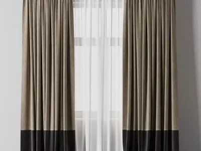 curtain with rod 01 Low-poly 3D model