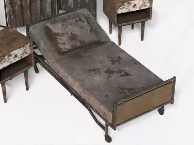  Abandoned Hospital Room Low-poly 3D model