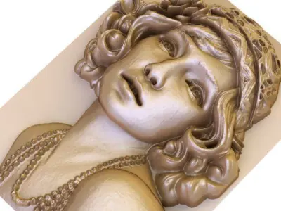 Bas-relief plaque of a beautiful girl 3D model