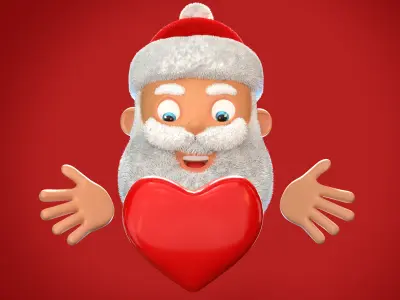 Animated Santa Kiss Low-poly 3D model