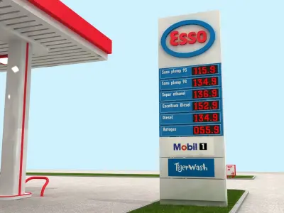 Esso American Gas Station 3D model