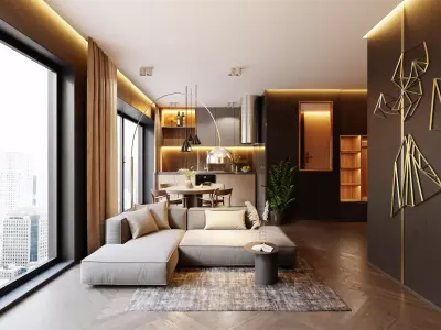 Moody Modern Interior In Native Blend File by Vizfromblender 3D model