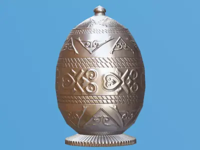 Ornate Silver Urn 2 Low-poly 3D model