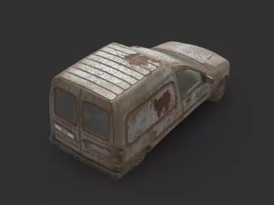 Abandoned Car - Ford Courier Van Low-poly 3D model