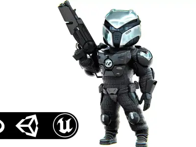 CYBER SOLDIER XC-700 Rigged for Unreal Engine - Unity - MIXAMO  3D model