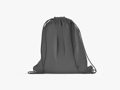 Black Drawstring Backpack - sport pouch with cord Low-poly 3D model