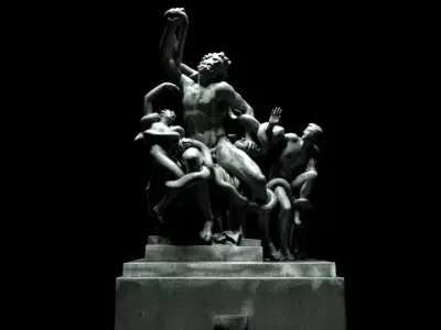 stone statue-Laocoon-and-his-sons-high-Quality Low-poly 3D model