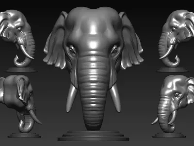 Elephant Asian Bust 3D print model