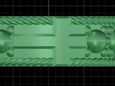 Religion cross ring made of two types of metal 3D print model