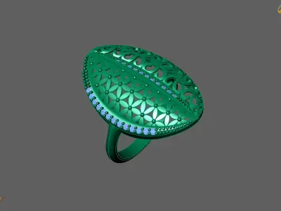 Women Ring With Stone Diamond Ready STL 3DM Models Womens Rings 3D print model 14