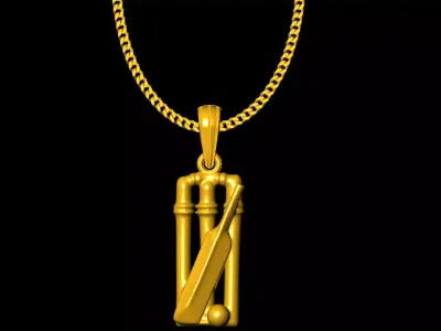 Bat wicket pendant charms - one inch pendant 3D print model