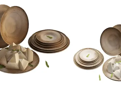 Bonna crockery set with melon slices 3D model