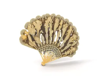 Ornate Lace Fan Decorative Model Pack Low-poly 3D model