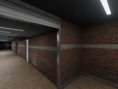 Tunnel empty subway station - subway 3D model