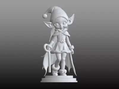 Christmas Elf Girl STL Festive Holiday Figurine 3D print model