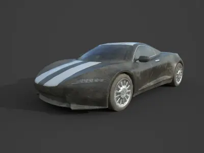 Generic Sport Car 01 Dirty Black Low-poly 3D model