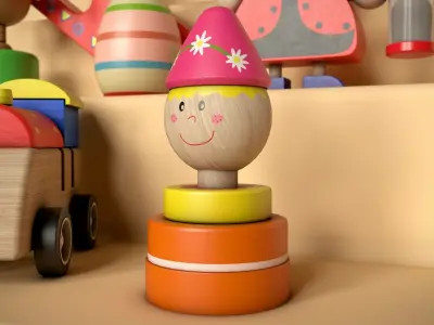 Wooden Toys Package Low-poly 3D model