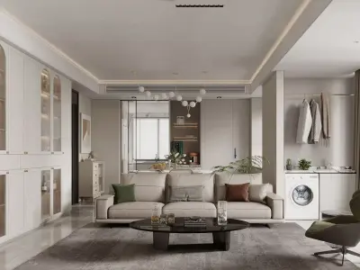 living room dining room interior scenes 31 3D model