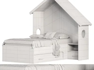 Odacix Hausbett Sultan Montessori in Vogelhausdesign 3D model