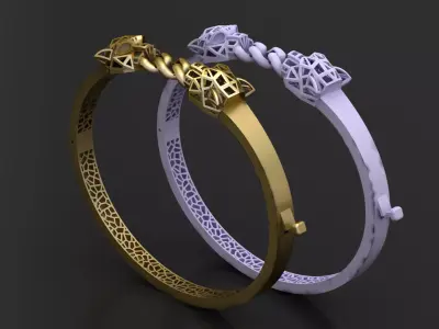 Geometric Link Gold Bracelet 3D print model