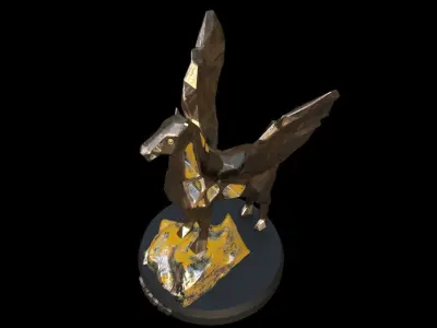 Steampunk Pegasus Rock Low-poly 3D model