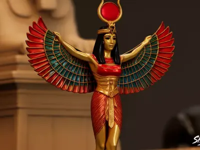 Egyptian Royal Myth Statue Pack VOL1 Low-poly 3D model