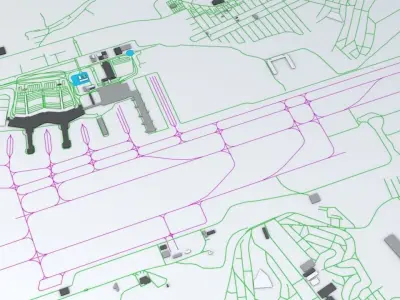 Sao Paulo Guarulhos GRU Airport Roads Buildings and Public Trans 3D model