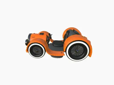 Cartoon Kart E06 Orange - Vehicle Racing Design Low-poly 3D model
