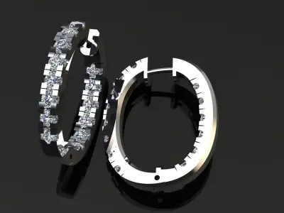 Earrings 1 hoop with diamonds Free 3D print model