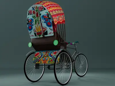 Rickshaw  Low-poly 3D model