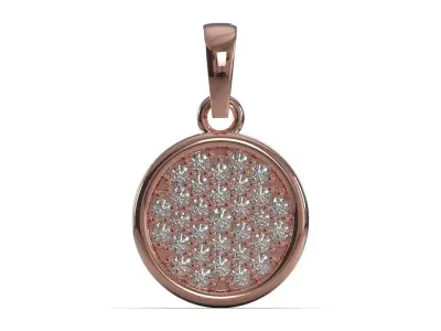 Rose Gold Pave Diamond Disc stl 3dm 3d Pendant model jp0378 3D print model
