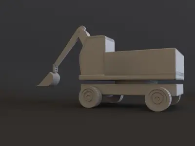 excavator wooden toy 3D model