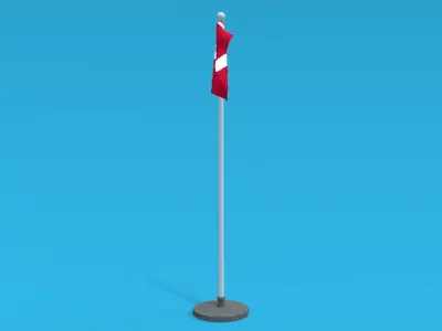 Low Poly Seamless Animated Denmark Flag Low-poly 3D model